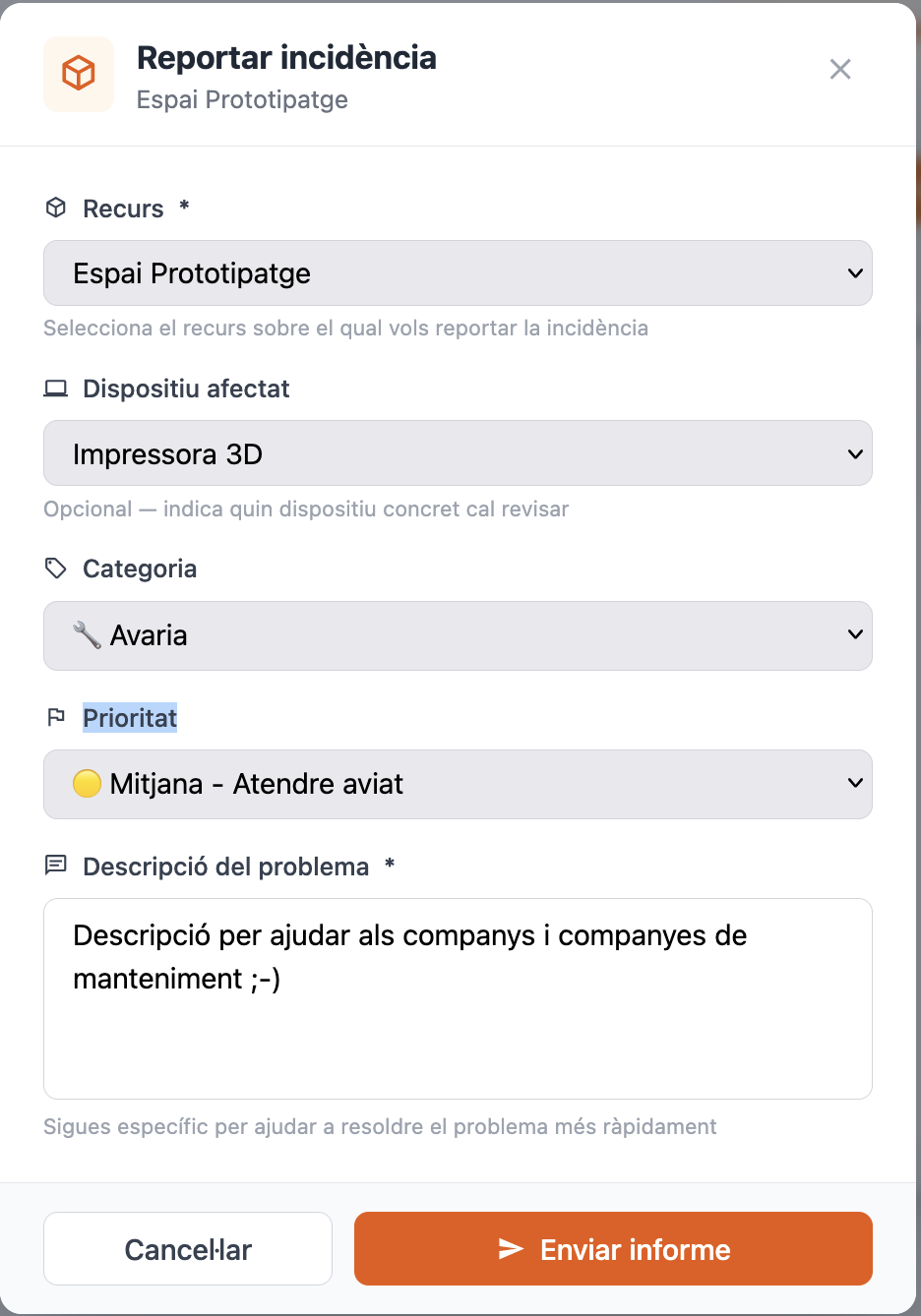 boto incidencies al formulari de recurs