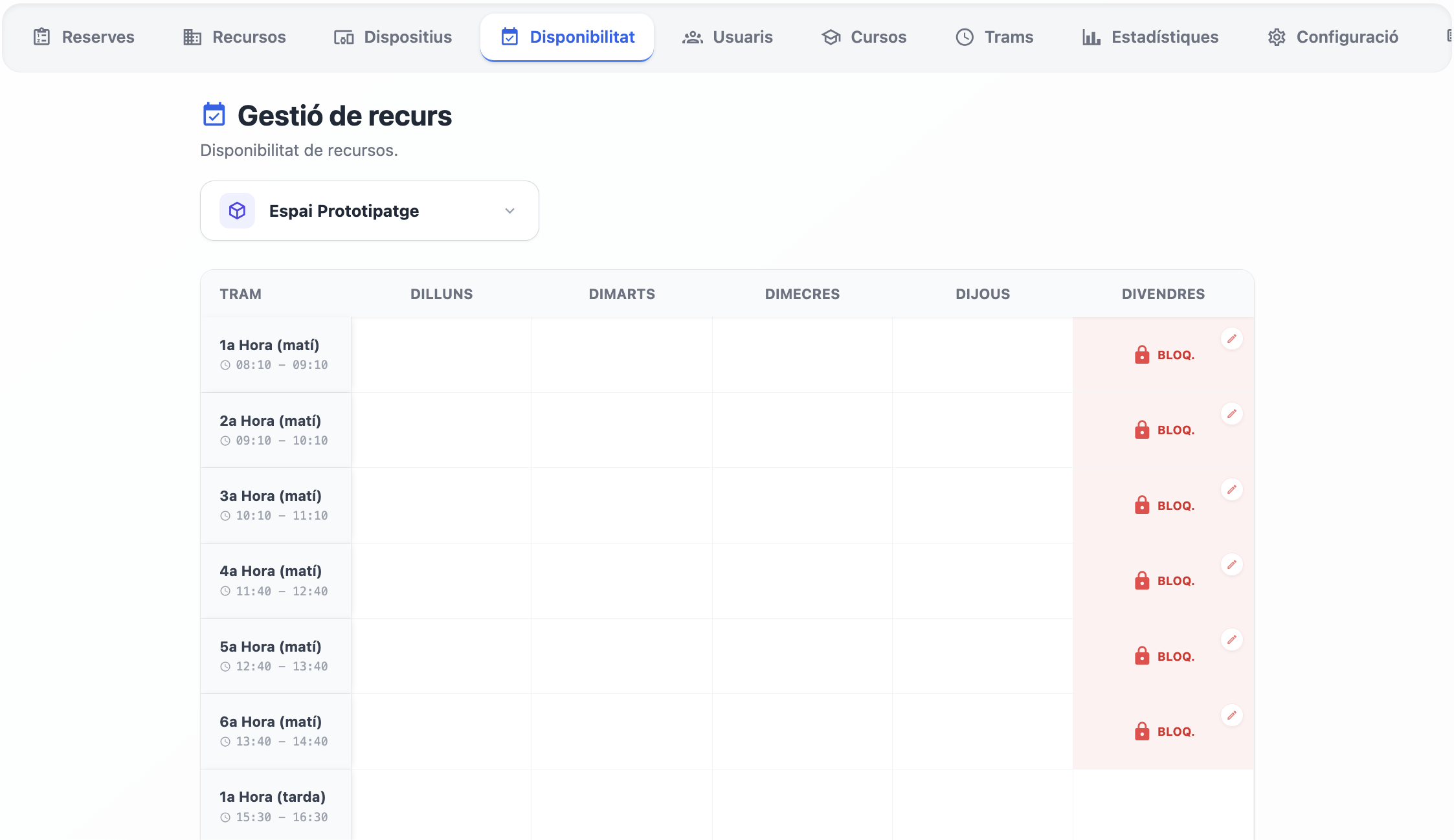pestanya disponibilitat