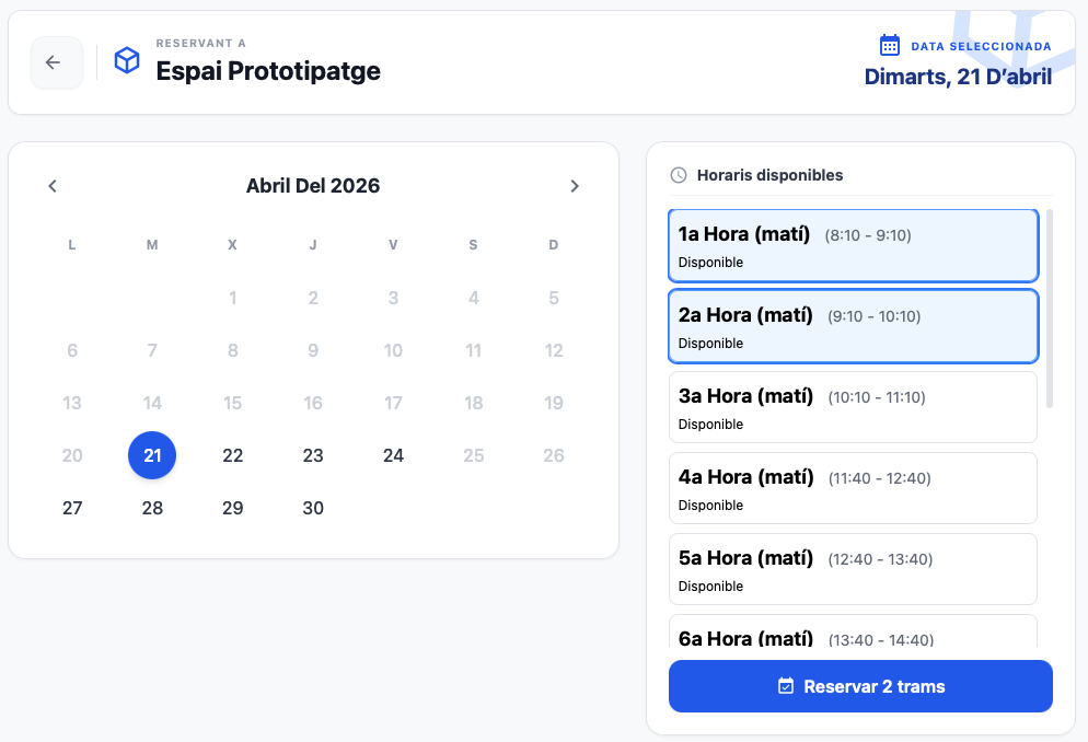 seleccio tram horari